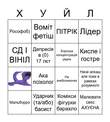 ДАНЯ АДМІН РИГАЛЬНІ БІНГО Bingo Card