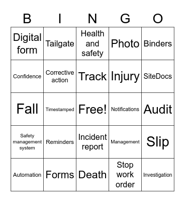 OHS Bingo Card