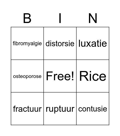 Module 10 gewrichtsziekten Bingo Card