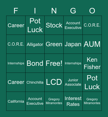 Fisher Investments Bingo Card