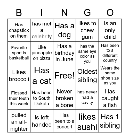 Find someone who... Bingo Card