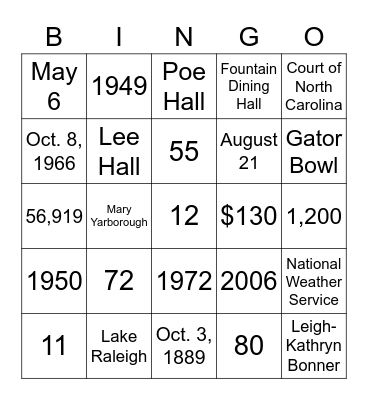 Senior Week 2023 Bingo Card