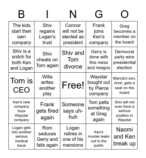 Succession Final Season 😭 Bingo Card