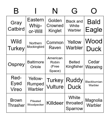 April Bird Bingo Card