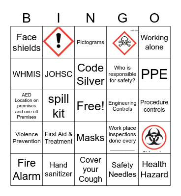 Safety Bingo Card
