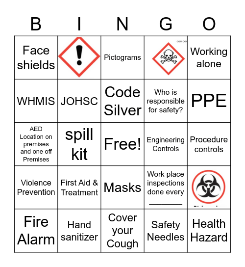 Safety Bingo Card