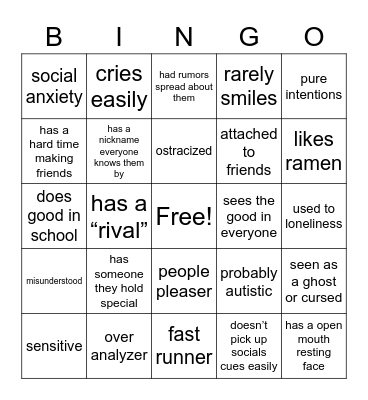 Sawako Kuronama Kinnie Bingo Card