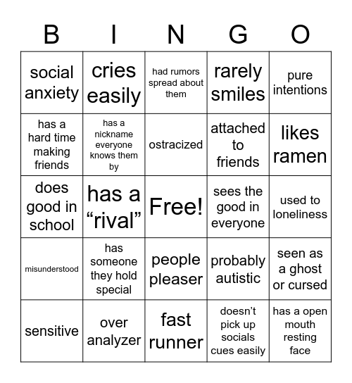 Sawako Kuronama Kinnie Bingo Card