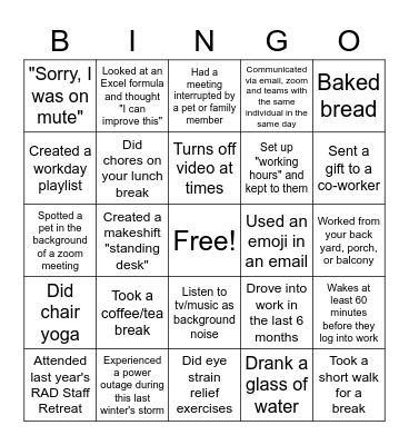 RAD Bingo Card