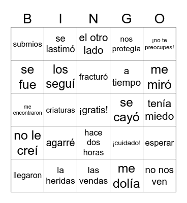 el vocabulario - Cap 9-11 Bingo Card