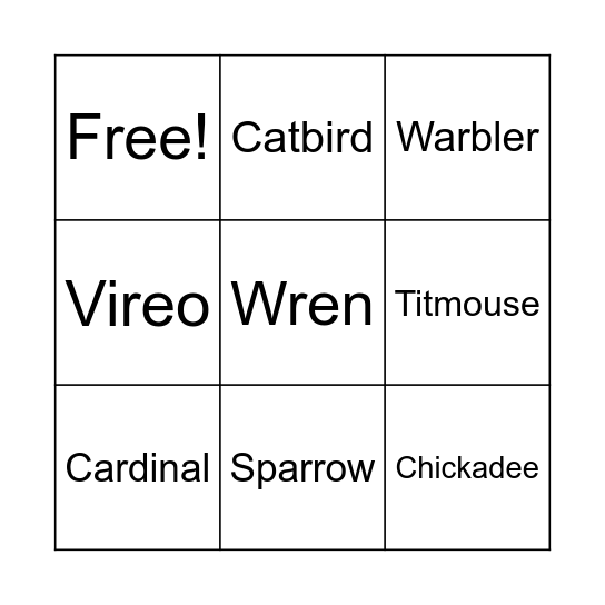 Bird Bingo Card