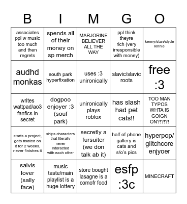 BURKE BIMGO :3 Bingo Card