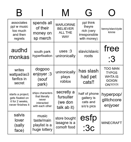 BURKE BIMGO :3 Bingo Card