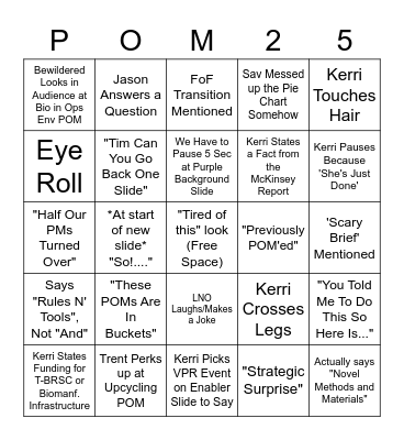 Briefing Day!!!! Bingo Card