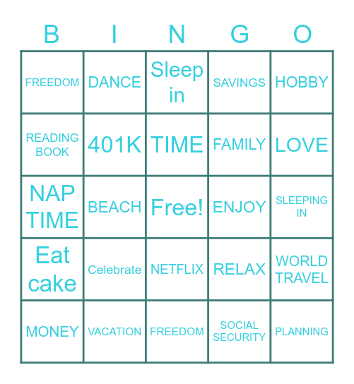 RETIREMENT Bingo Card