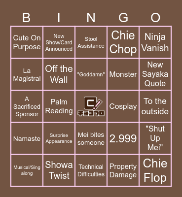 CHOCO Bingo Card