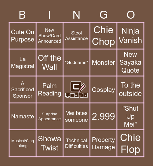 CHOCO Bingo Card