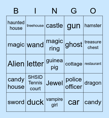 PBA Bingo- find the character, setting or prop Bingo Card