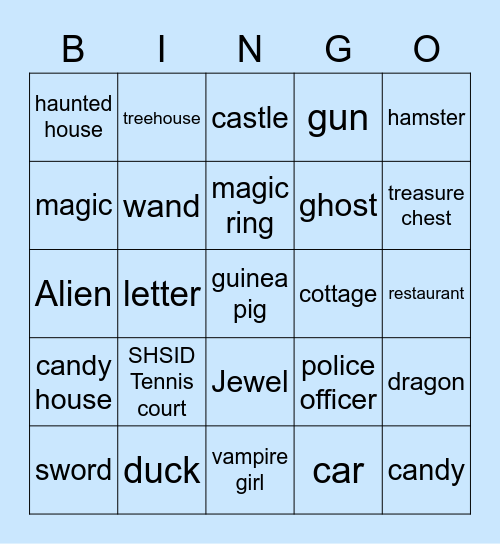 PBA Bingo- find the character, setting or prop Bingo Card