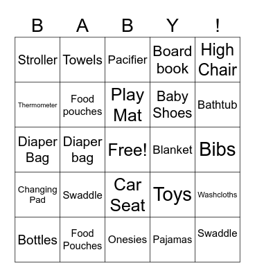 Oh Baby! Bingo Card