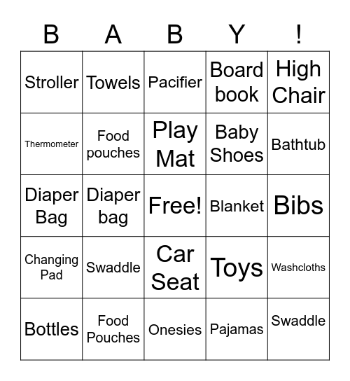 Oh Baby! Bingo Card