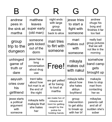 BORGO Bingo Card