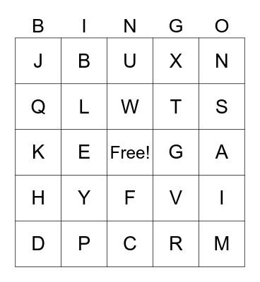 ALPHABET BINGO Card