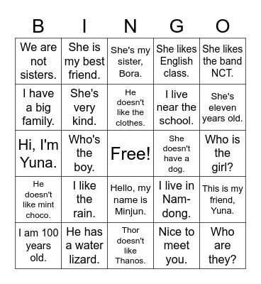 Language in Use Bingo Card