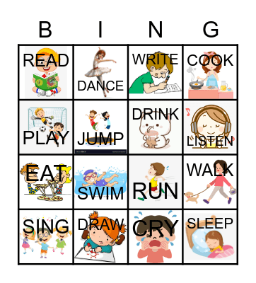 Action verbs! Bingo Card