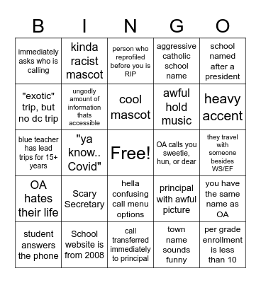 Reprofiling Bingo Card