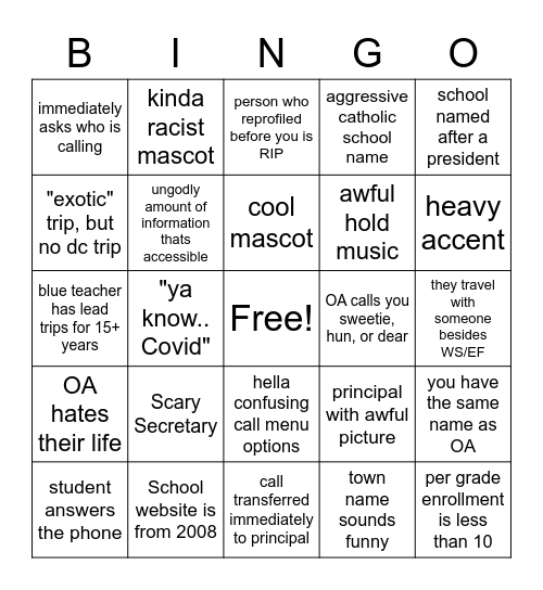 Reprofiling Bingo Card