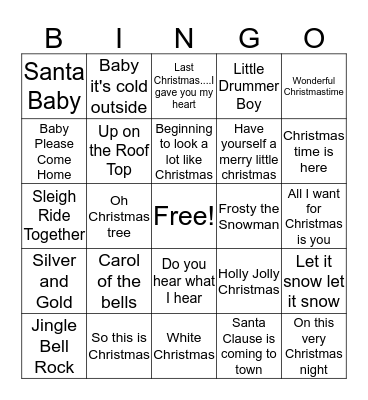 Christmas Song BINGO Card