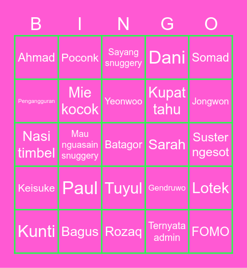 Punya Mas Ta Bingo Card