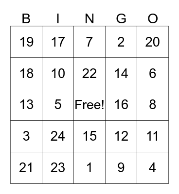 January - Bingo Challenge Bingo Card