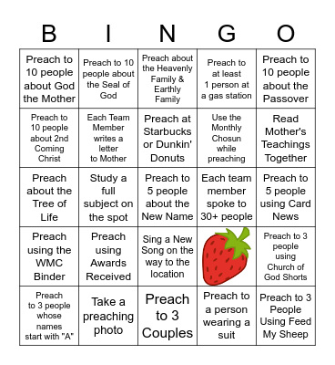 Preaching Bingo Card