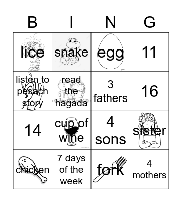 Pesach Bingo Card