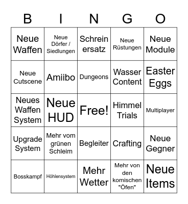 ZELDA SHOWCASE Bingo Card