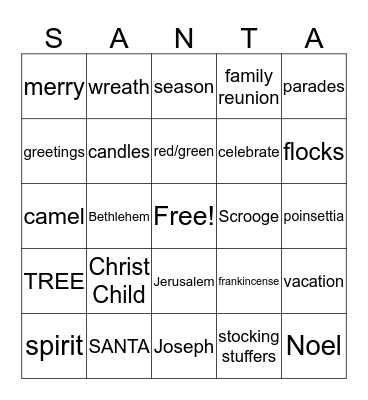 Christmas Bingo Card
