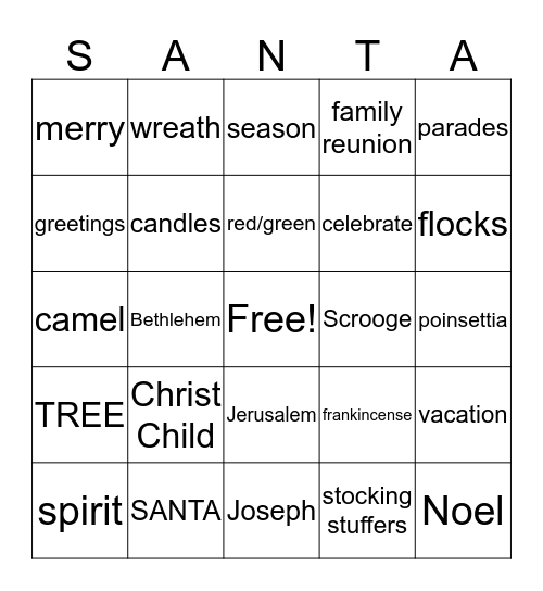 Christmas Bingo Card