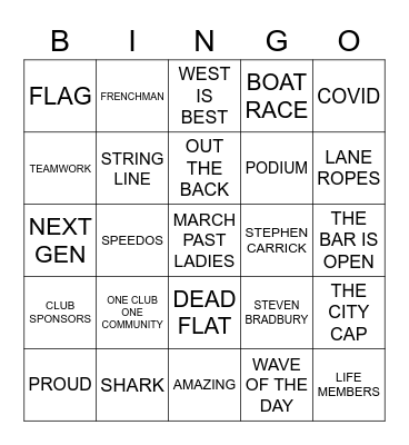 Aussies Afters 2023 Bingo Card