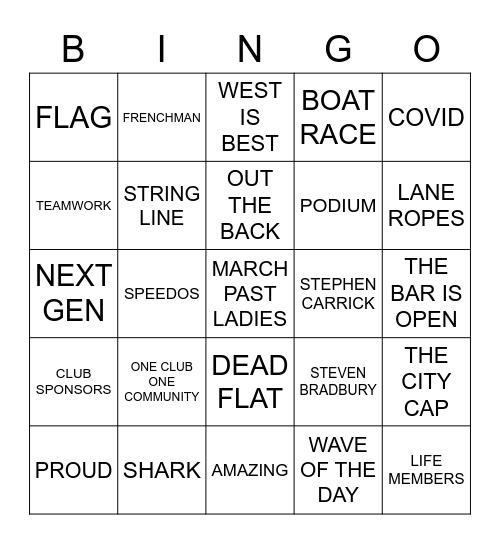 Aussies Afters 2023 Bingo Card