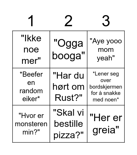 Uzair bingo Card