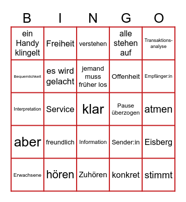 Seminar-Bingo Card