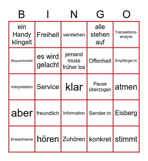 Seminar-Bingo Card
