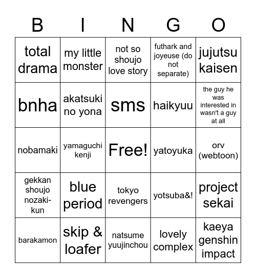 chy interests bingo Card