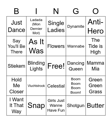 Muziek Bingo 2023 Bingo Card