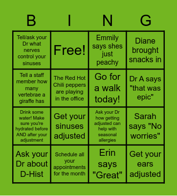 SPRING INTO WELLNESS Bingo Card