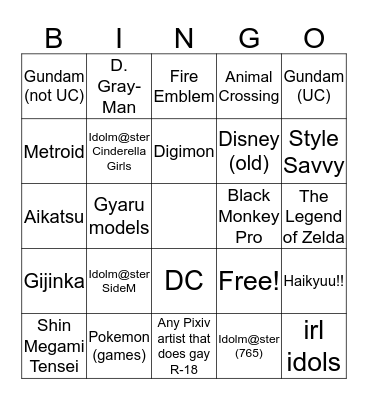 Julian Fandom Bingo Card