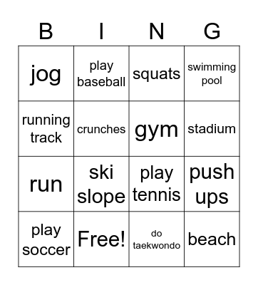 Sports BINGO Card