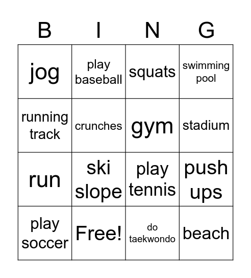 Sports BINGO Card